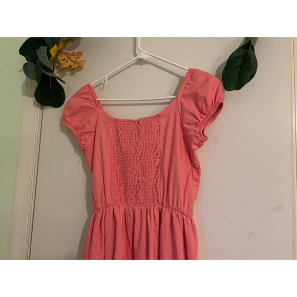 Blueberi Boulevard Coral Pink Midi Dress Puff Sleeve Embroidered Floral Cottagec - Picture 12 of 13